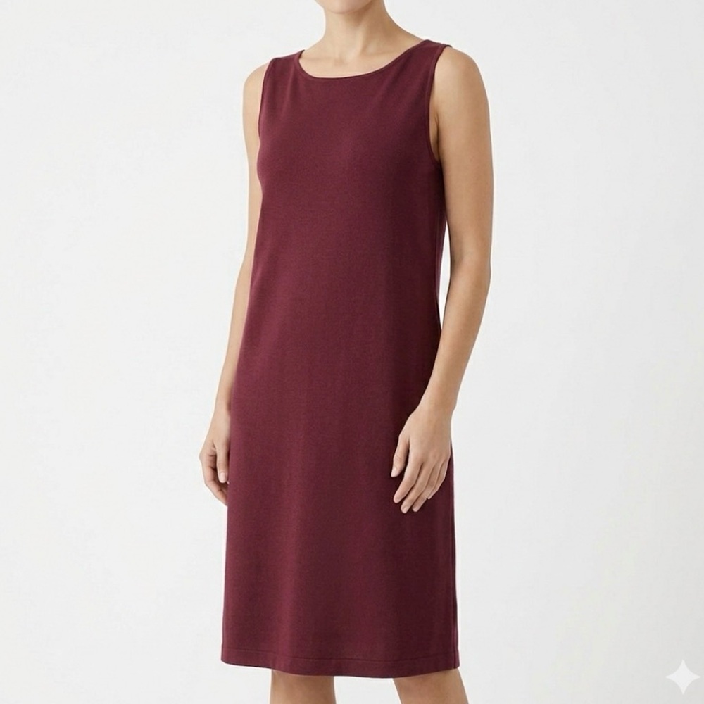 NEW St John Collection XL Wool Santana Knit Midi Shift Dress Pink Sleeveless